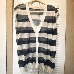 Button Up See Through Knit Vest